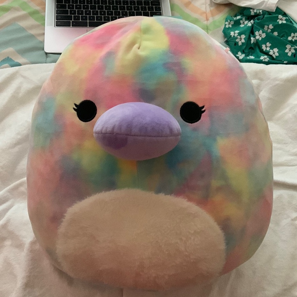 Brindall Rainbow Tye-Dye Platypus Squishmallow 14”
